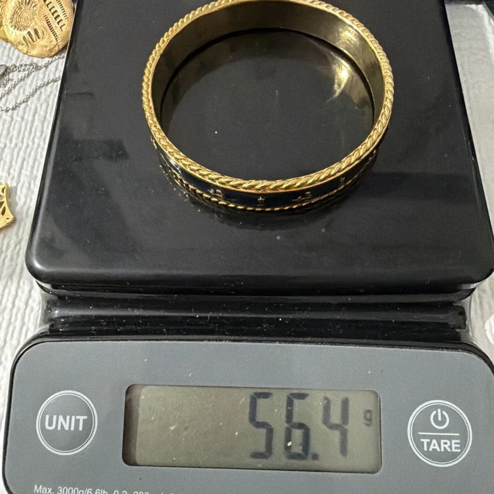 Blue Inlay with Gold Anchors And Stars Bangle Retro 9